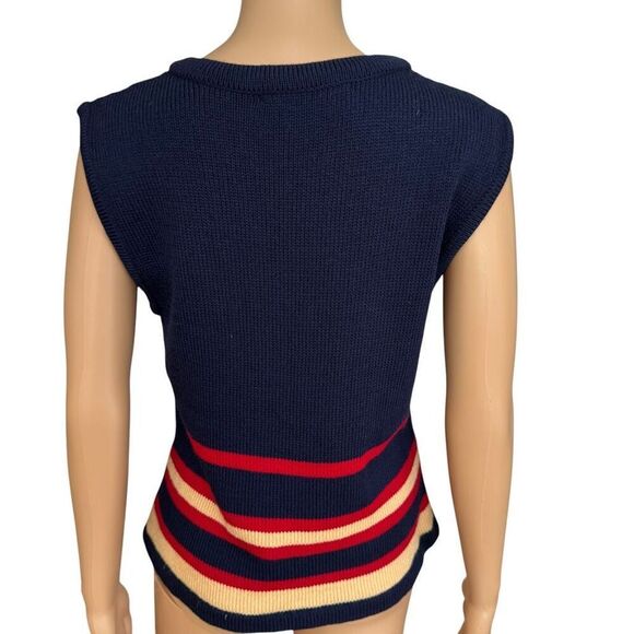 St. John Sport by Marie Gray vintage Navy, Gold, & Red Sweater Vest size M - Picture 3 of 8